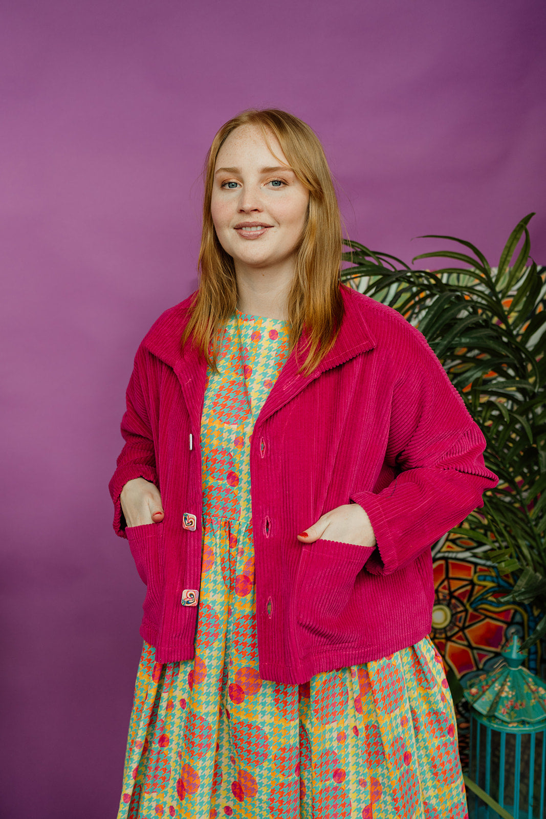 SALE Corduroy Cropped Chore Jacket in Pink + 1 Colour S,M,XL