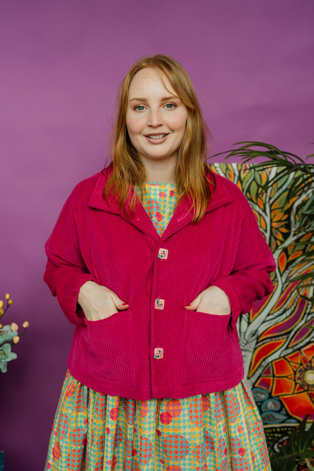 SALE Corduroy Cropped Chore Jacket in Pink + 1 Colour S,M,XL