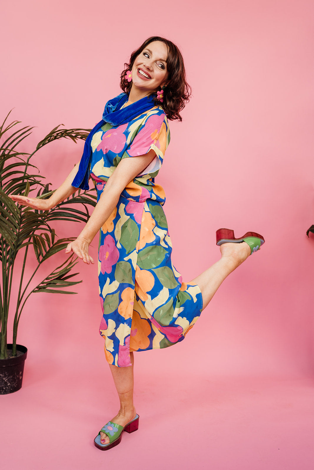 Midi Wrap Skirt in Bold Floral