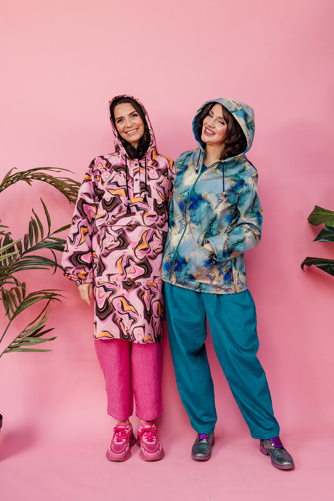 SALE - Rain Poncho in Pink Marble