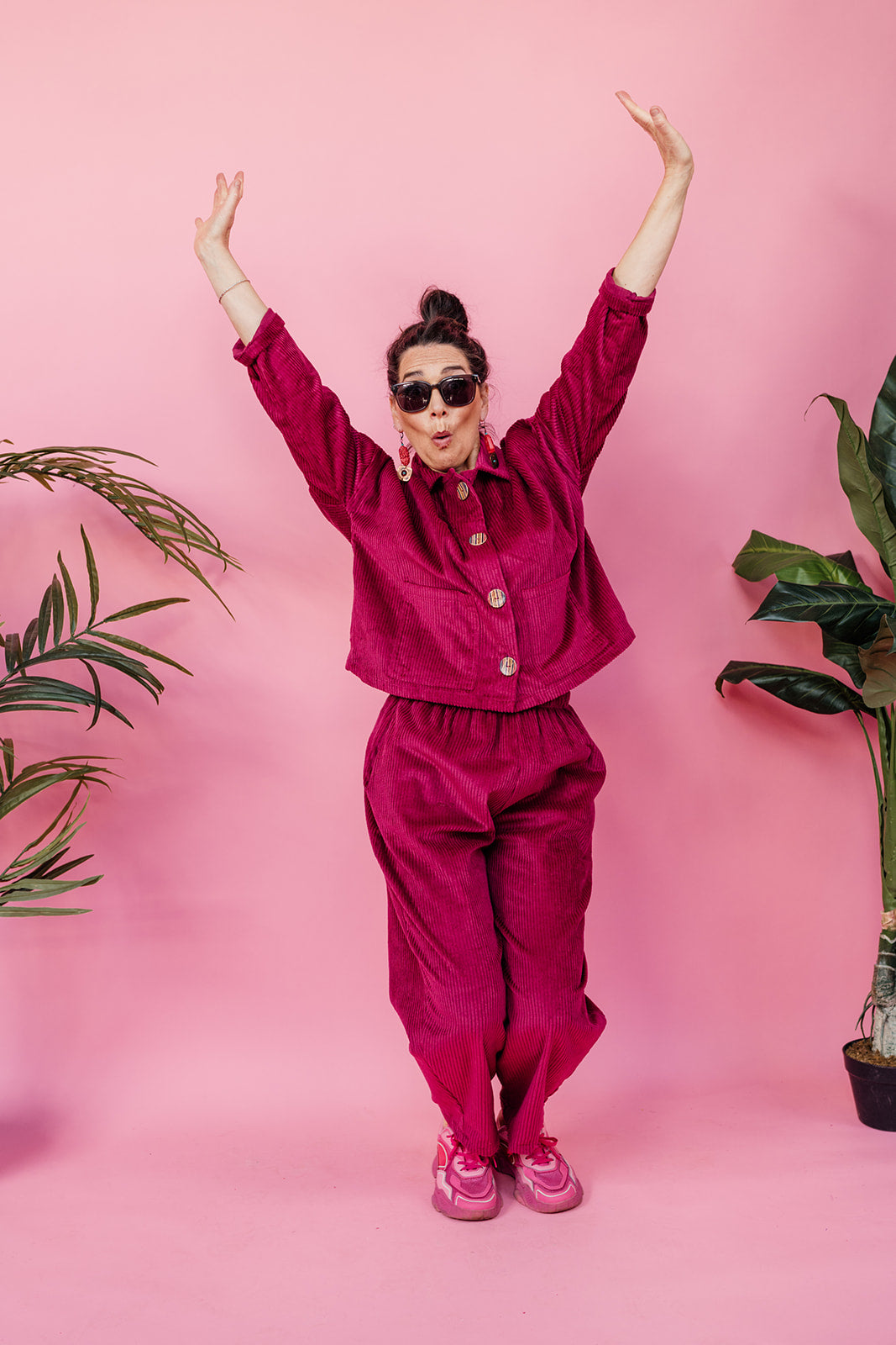 Ankle Grazer Trousers in Berry Cord
