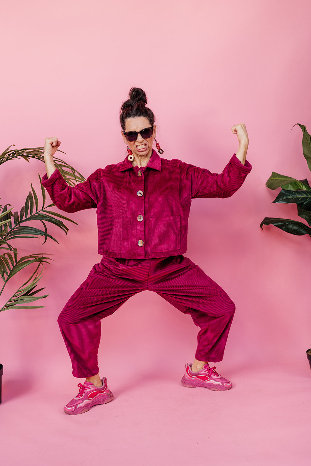 Ankle Grazer Trousers in Berry Cord