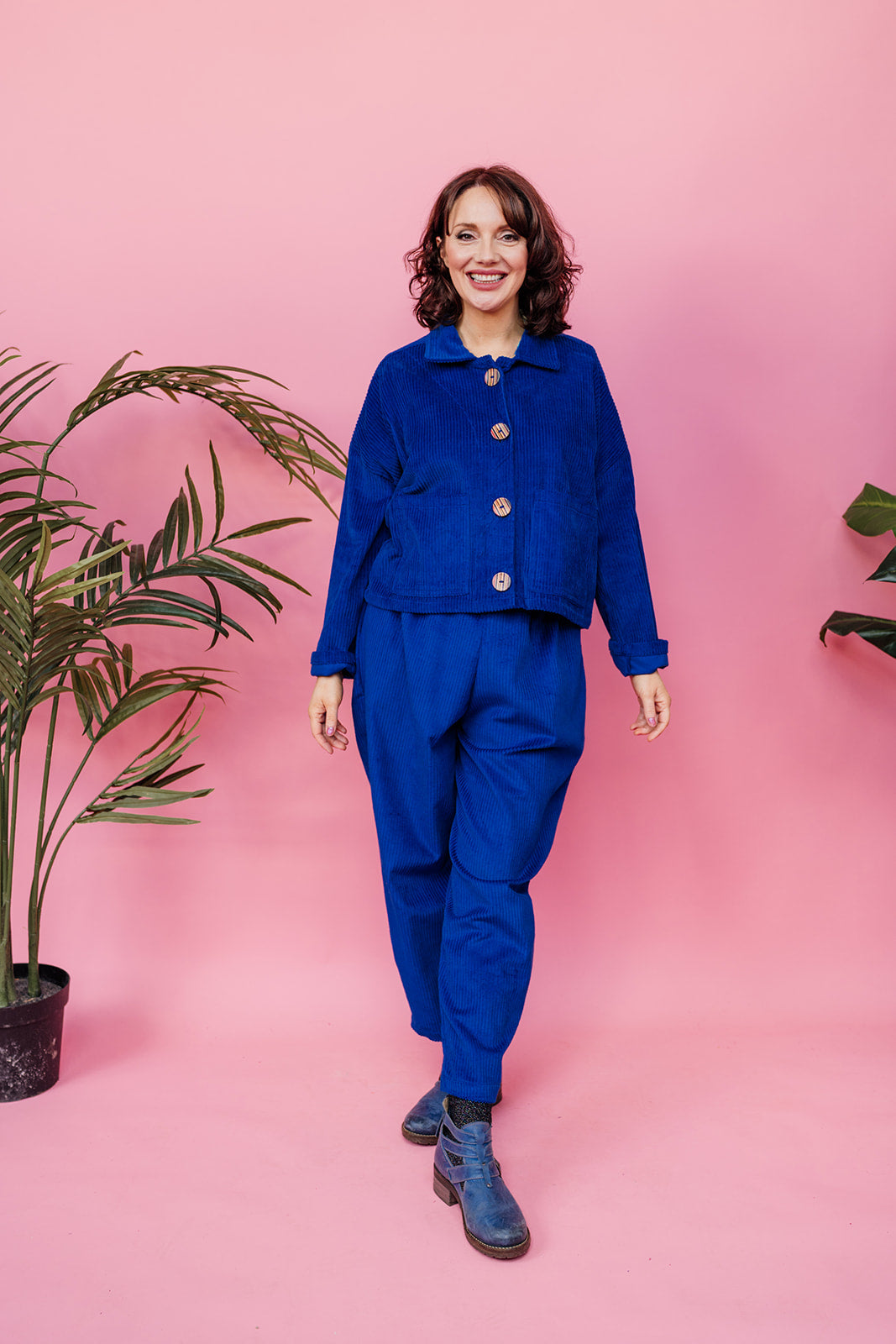 SALE Corduroy Cropped Chore Jacket in Royal Blue 2XL