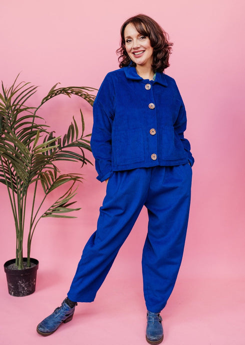 Ankle Grazer Trousers in Blue Cord