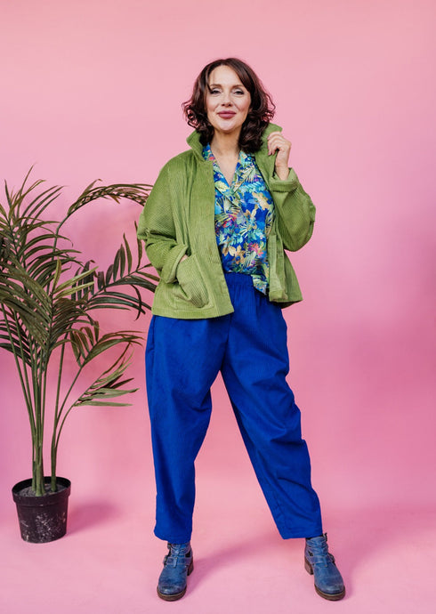 Corduroy Cropped Chore Jacket in Apple Green