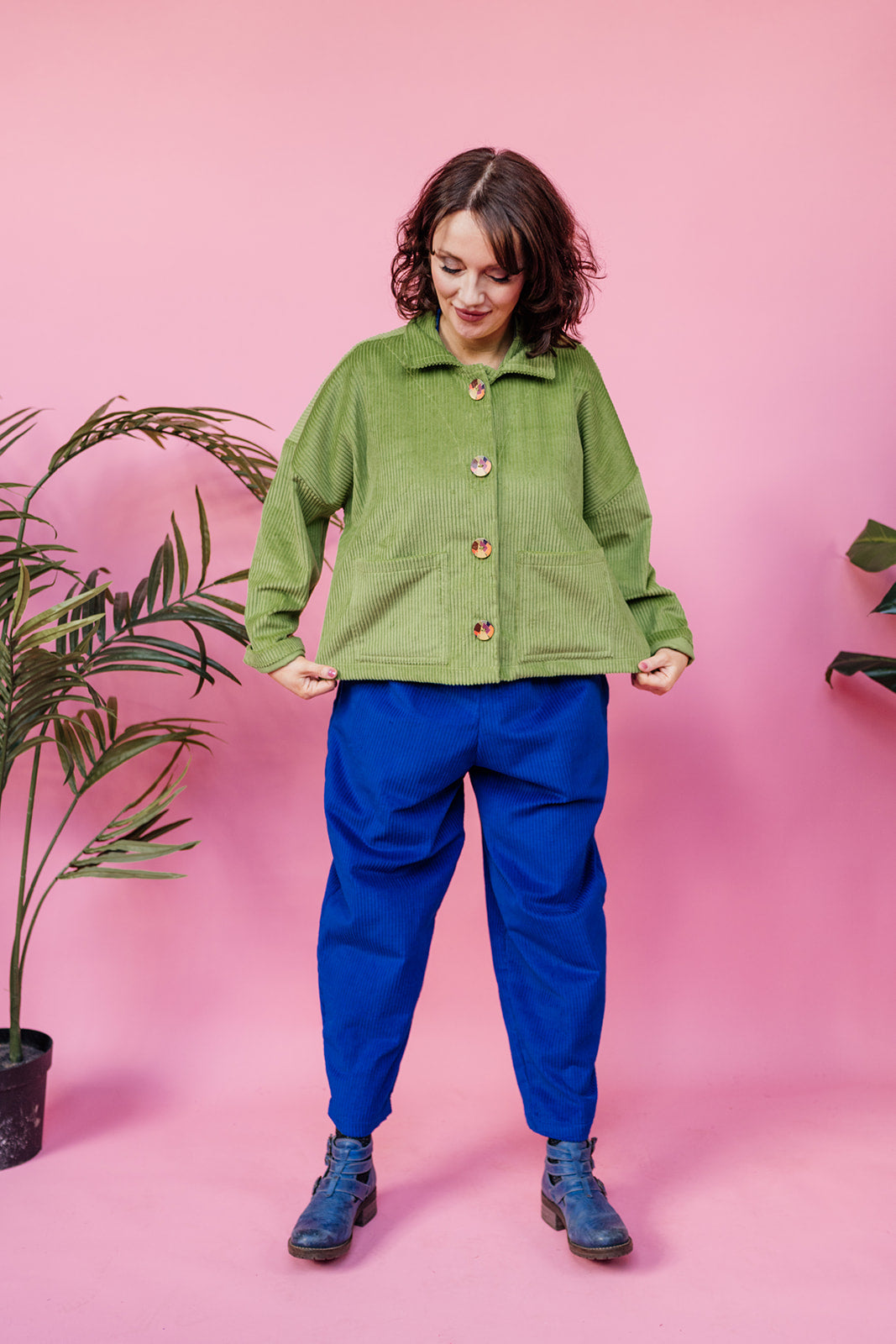 SALE Corduroy Cropped Chore Jacket in Apple Green 2XL
