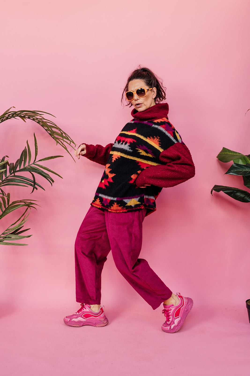 Knitted Pullover in Black Aztec - Megan Crook