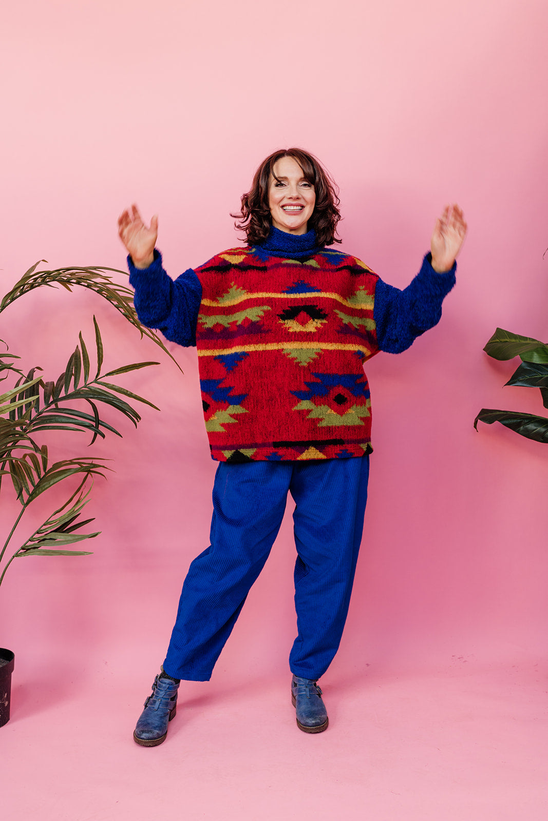 Knitted Pullover in Red Aztec - Megan Crook