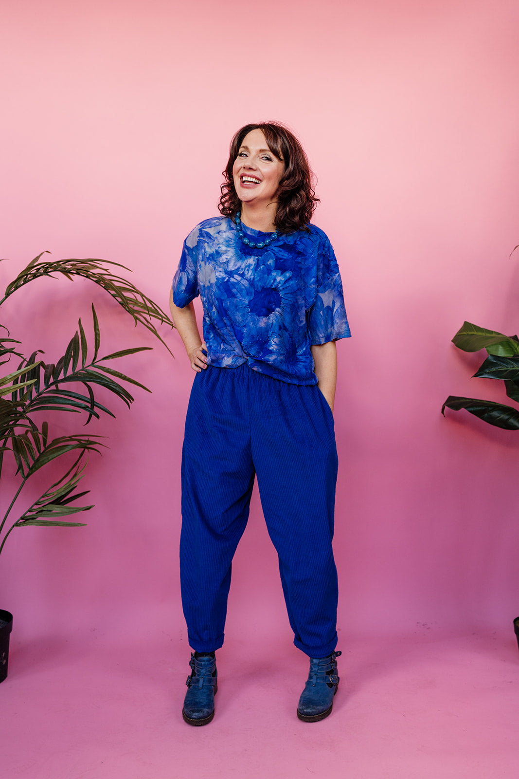 Boxy Tee in Burnout Blue Floral