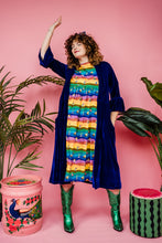 Load image into Gallery viewer, Velvet Ruffle Maxi Cardigan in Royal Blue