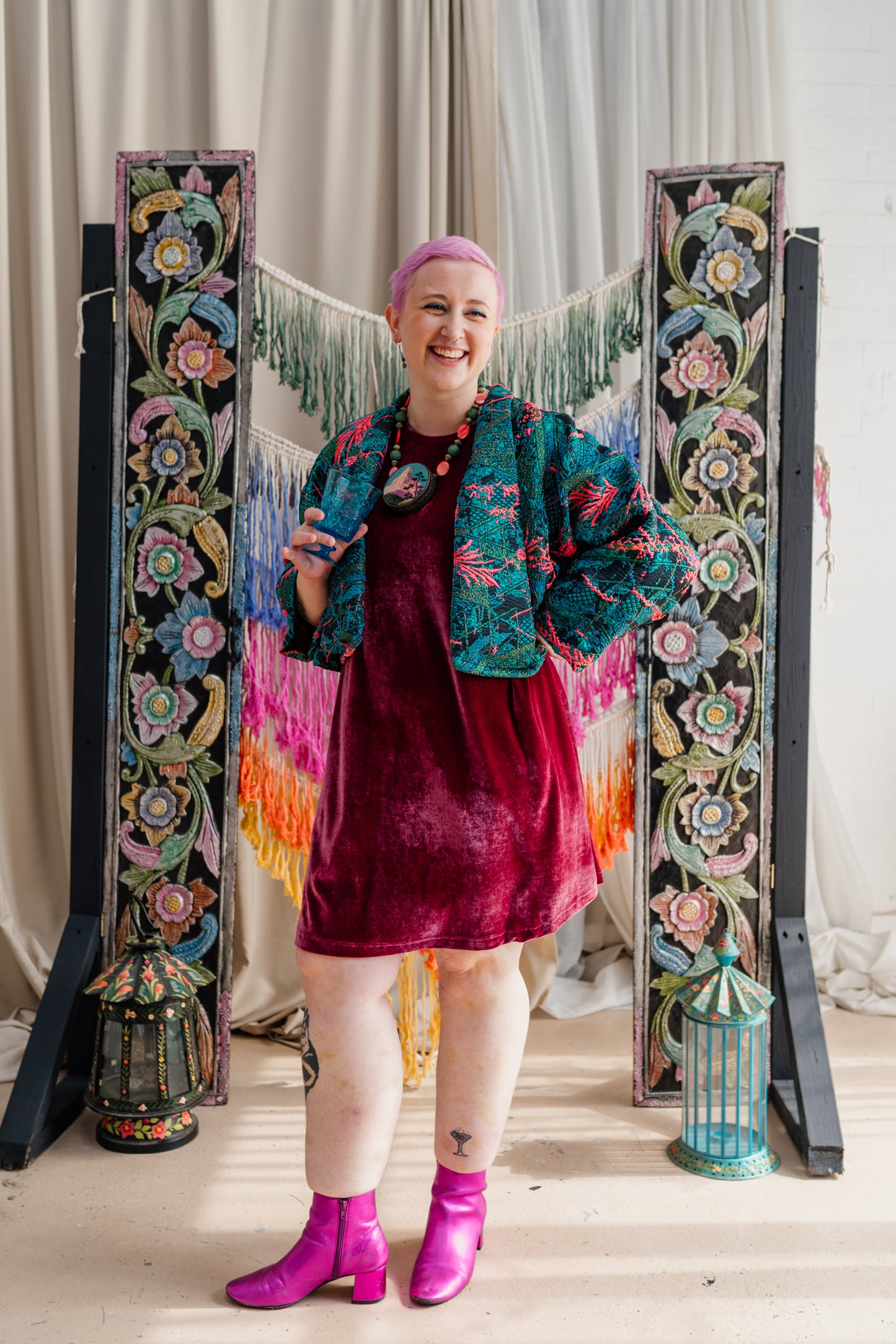 Cropped Kimono Jacket in Neon Twilight