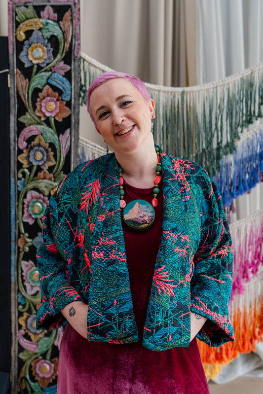Cropped Kimono Jacket in Neon Twilight