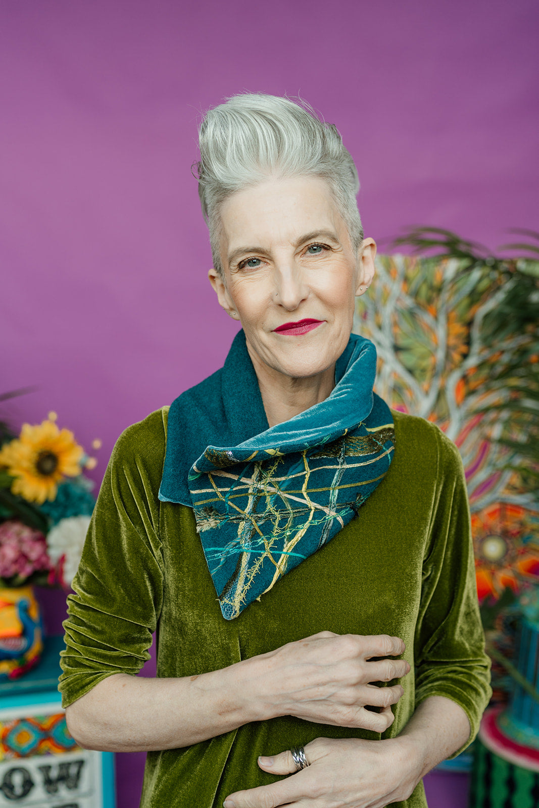 Embellished Wool & Velvet Neck Wrap in Diesel - Megan Crook
