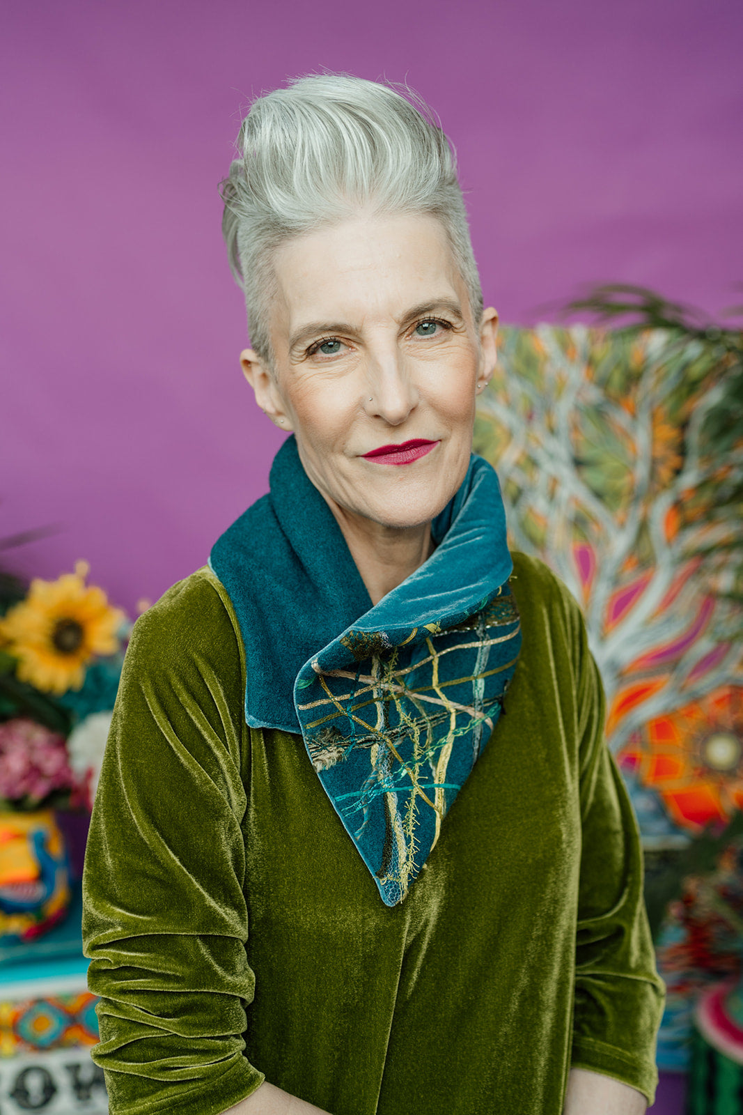 Embellished Wool & Velvet Neck Wrap in Diesel - Megan Crook