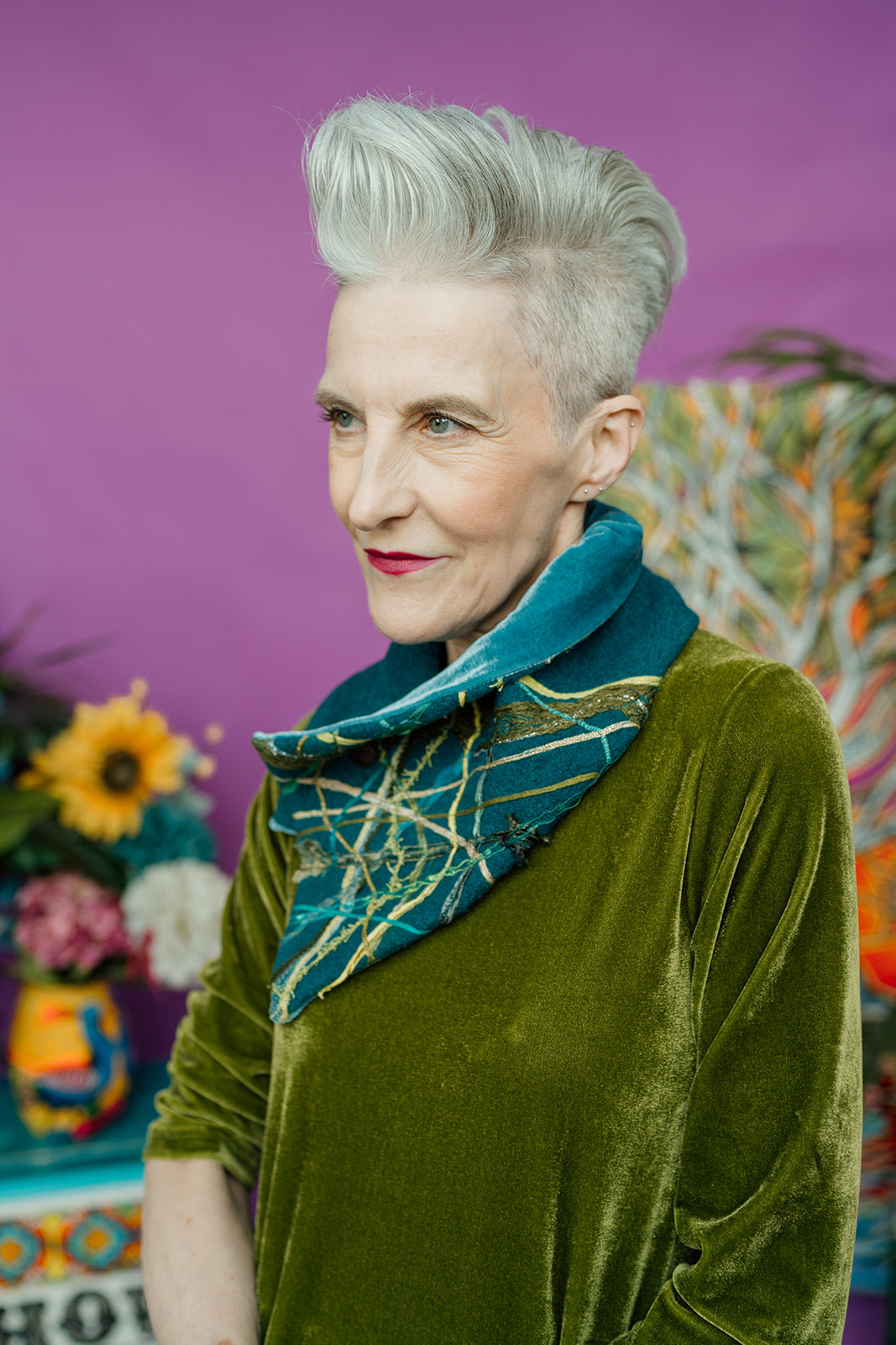 Embellished Wool & Velvet Neck Wrap in Diesel - Megan Crook