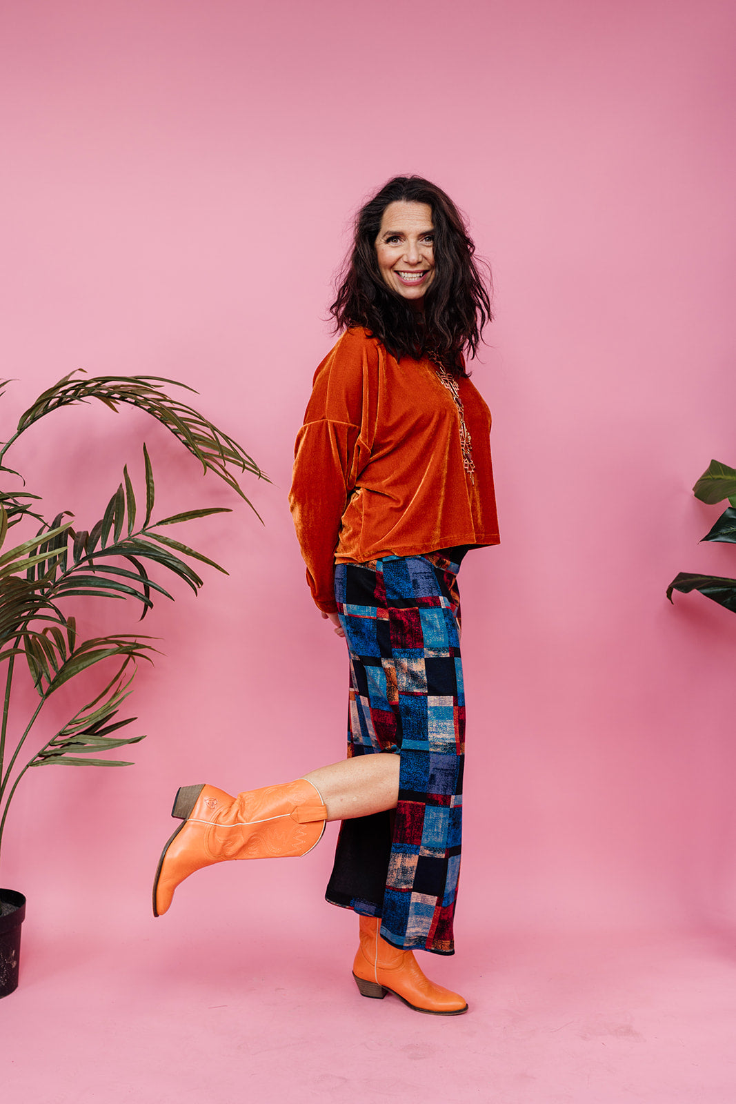 Velvet Batwing Top in Burnt Orange - Megan Crook