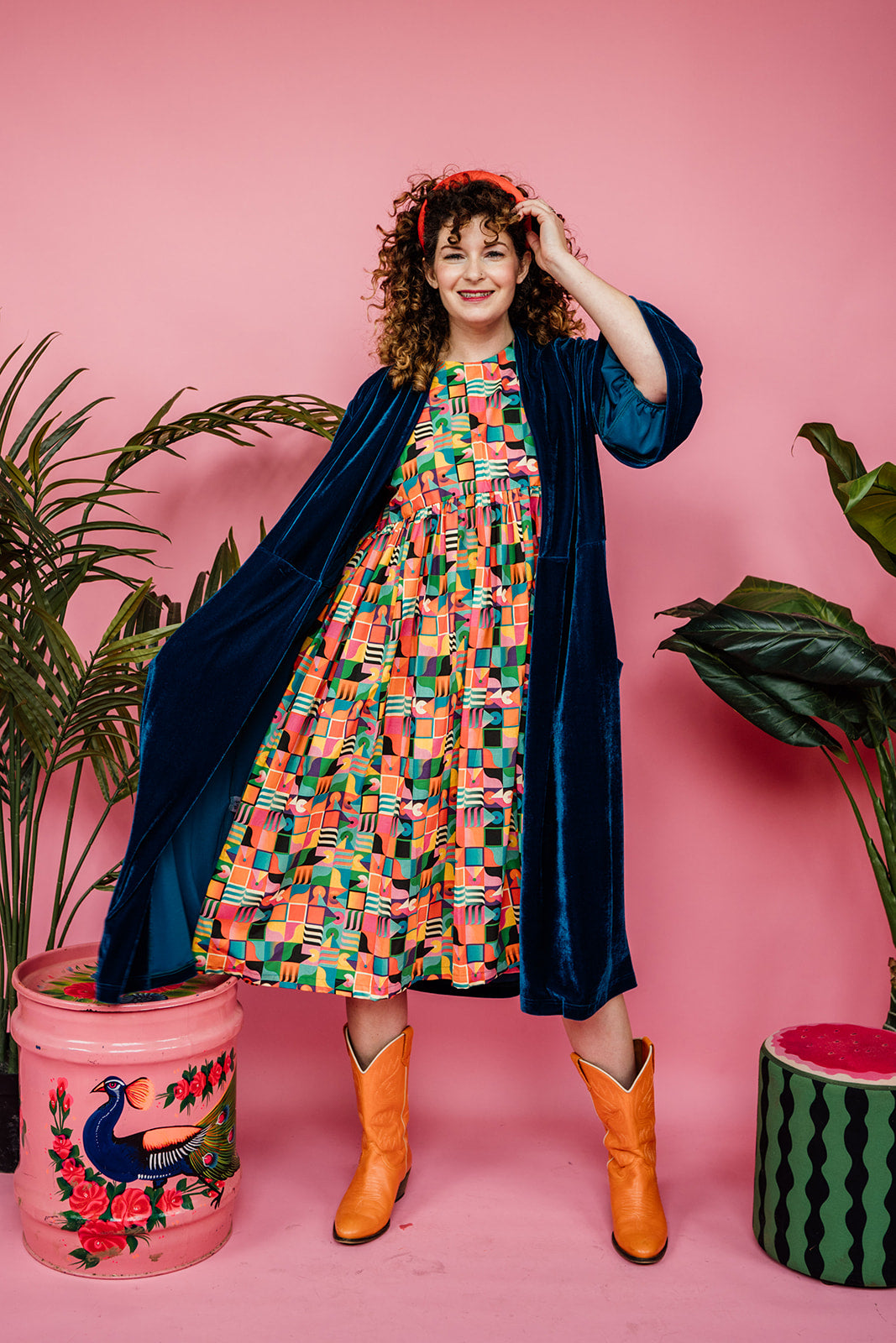 Velvet Ruffle Maxi Cardigan in Teal