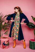 Load image into Gallery viewer, Velvet Ruffle Maxi Cardigan in Teal