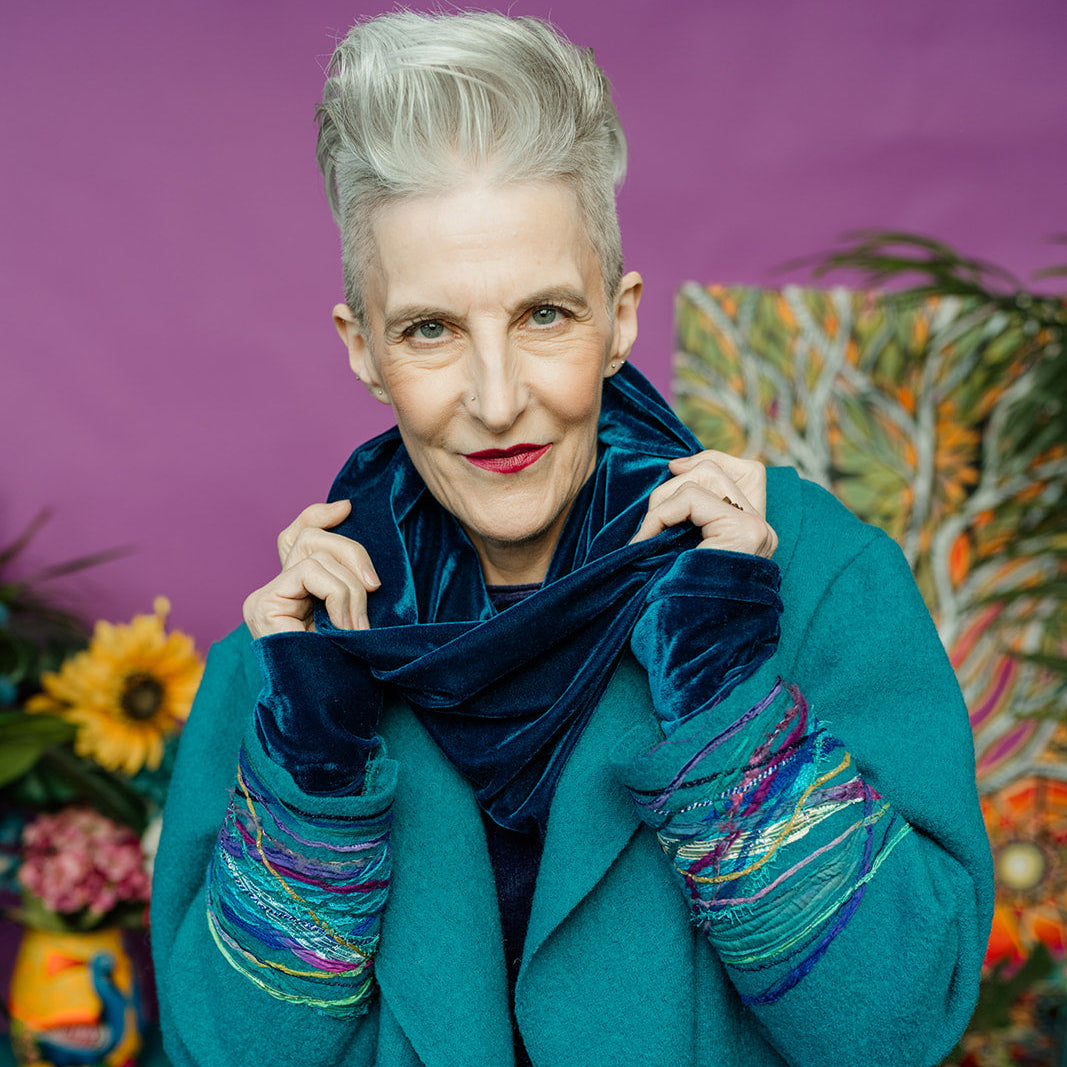 Velvet Cowl and Wrist Warmers Set in Teal - Megan Crook