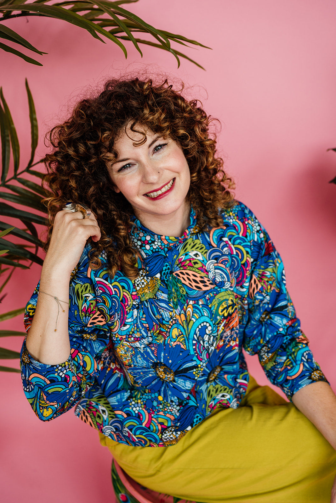 Batwing Pullover in Blue Tropical Floral