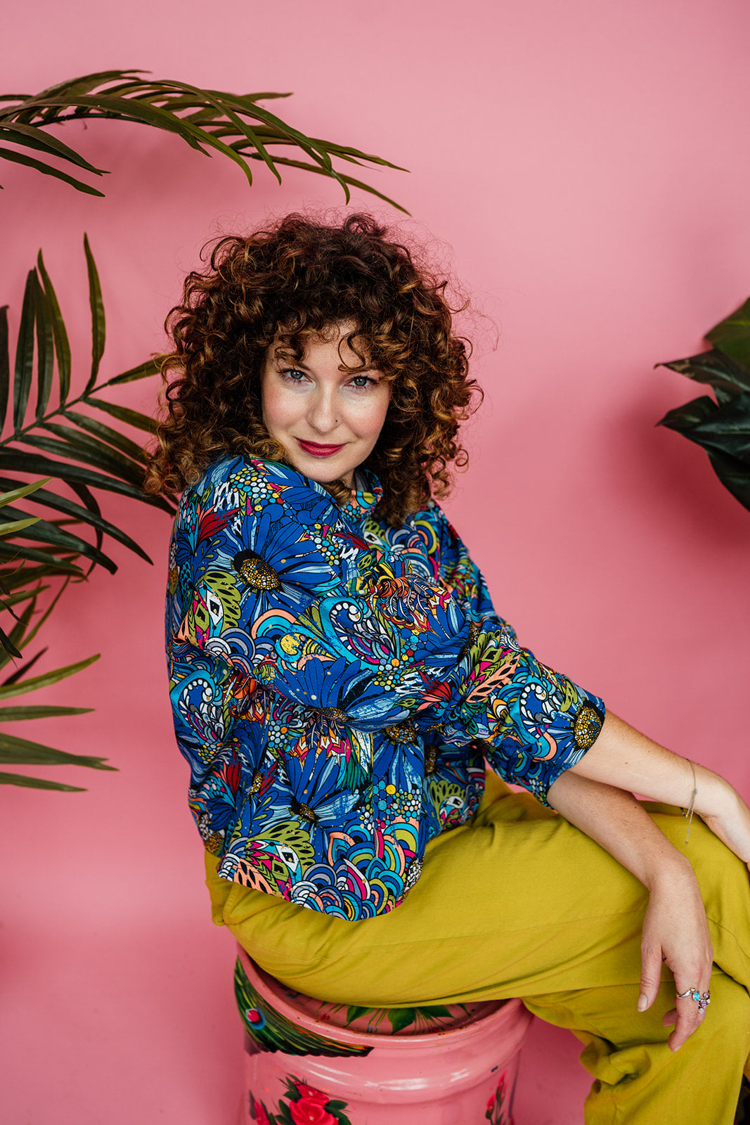 Batwing Pullover in Blue Tropical Floral