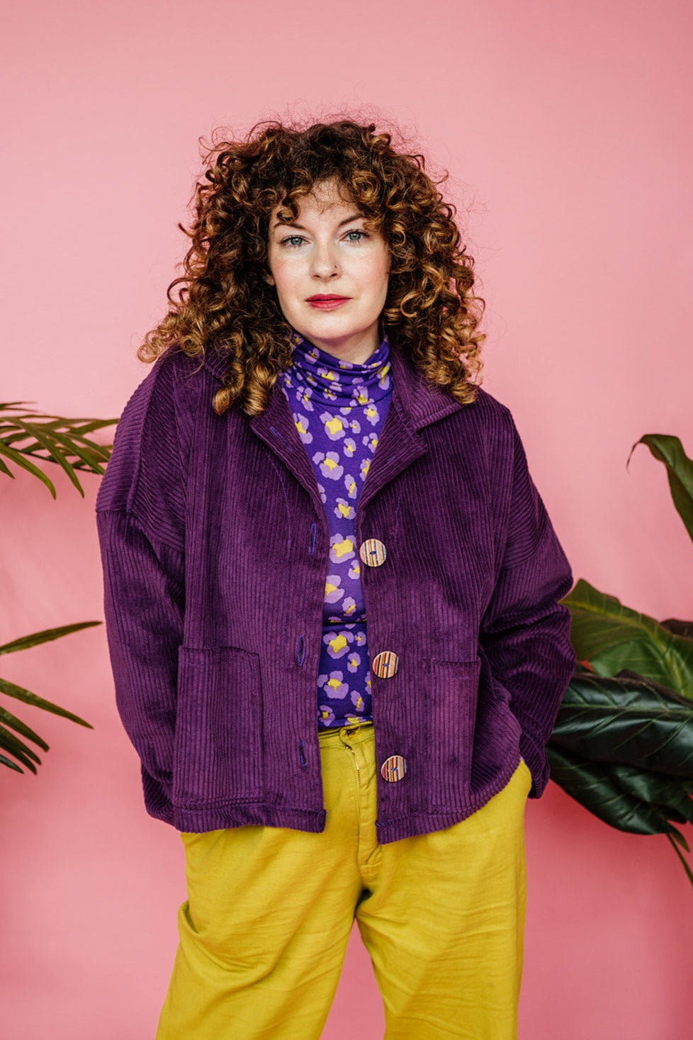 SALE Corduroy Cropped Chore Jacket in Purple 2XL