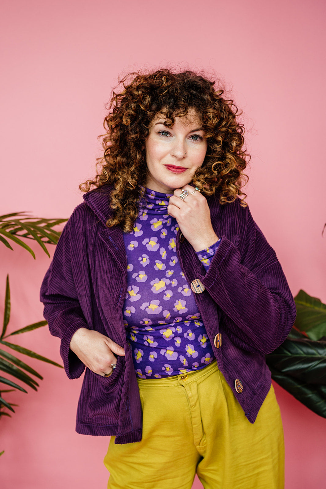 SALE Corduroy Cropped Chore Jacket in Purple 2XL