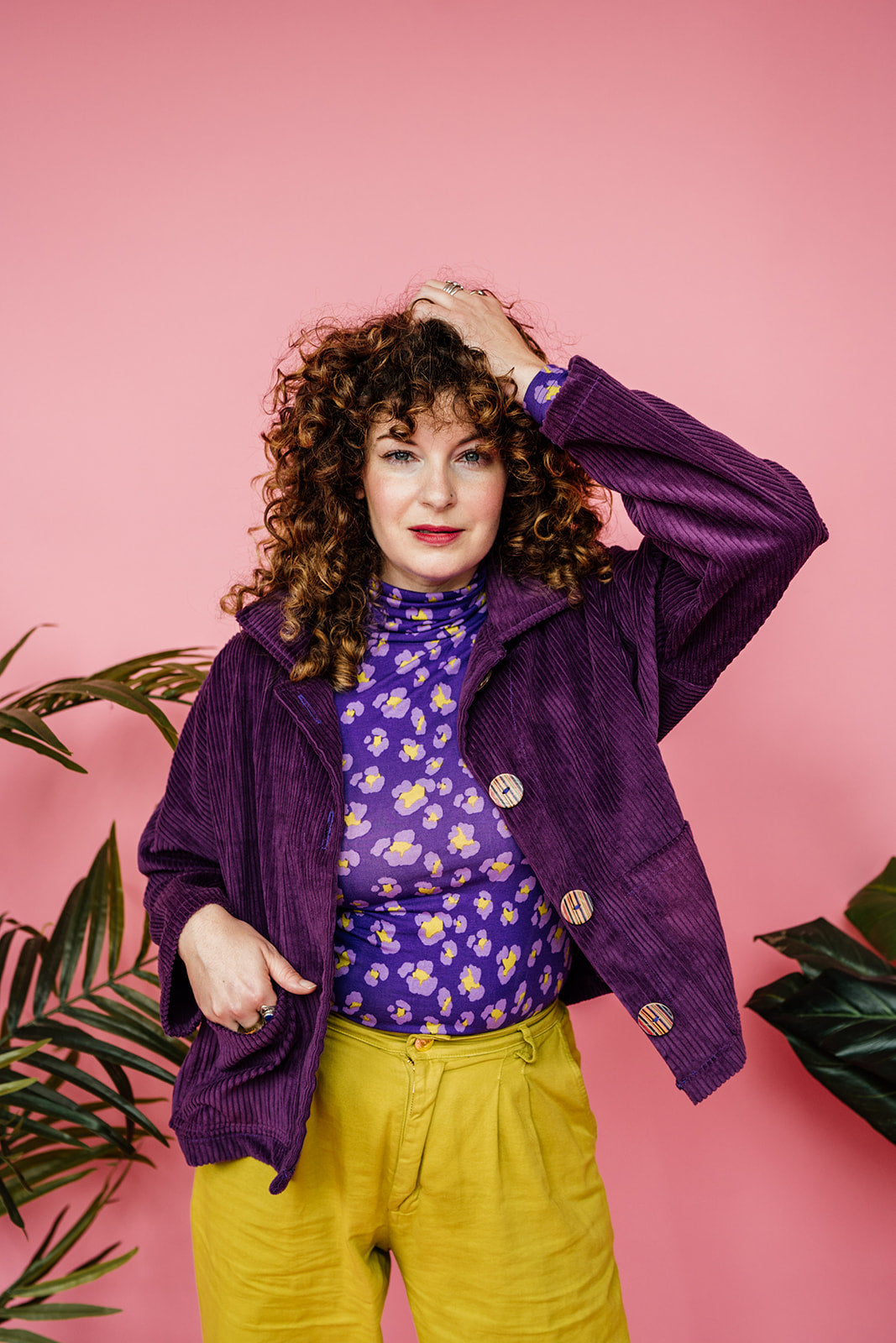 SALE Corduroy Cropped Chore Jacket in Purple 2XL