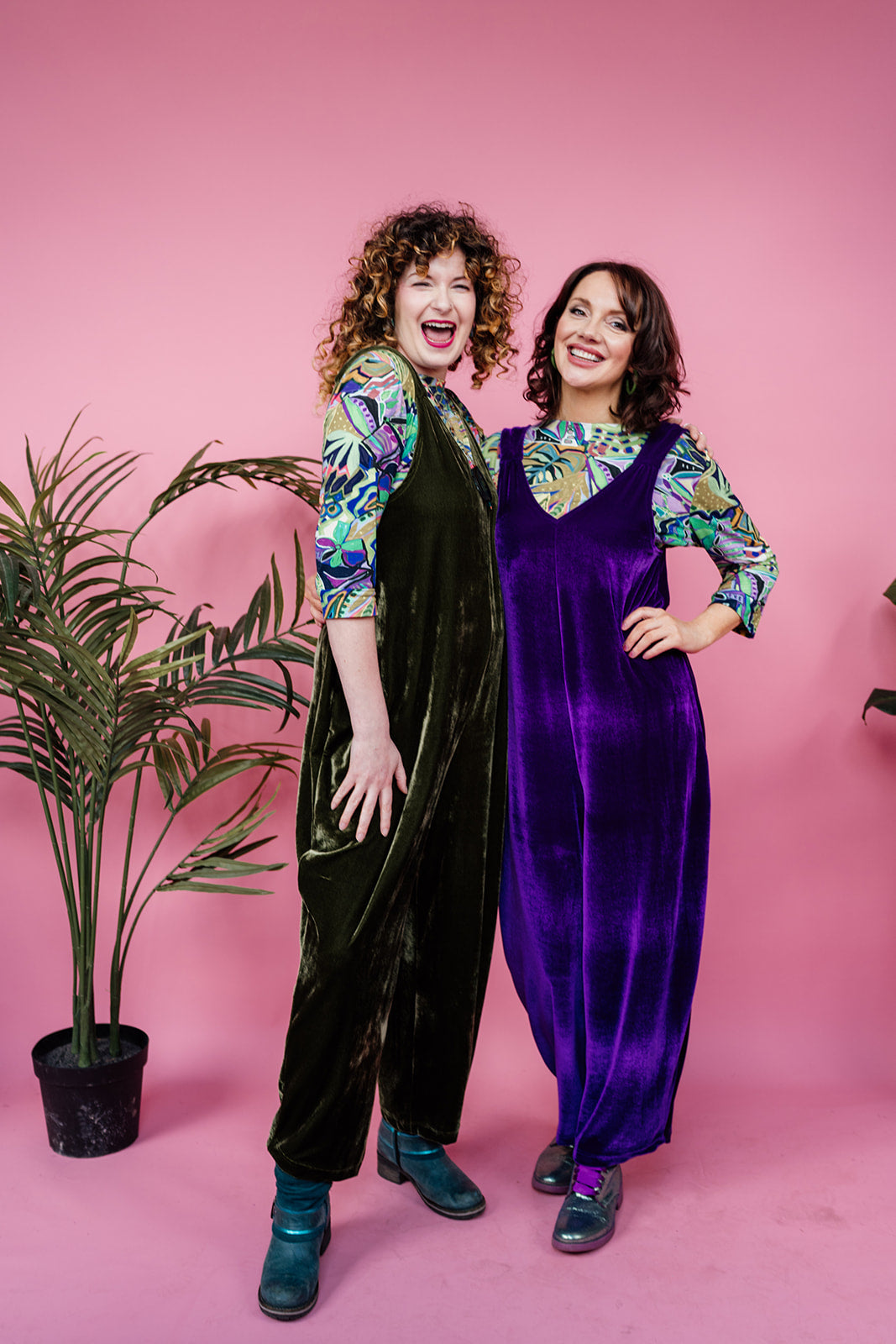 SALE - Velvet Dungaree Jumpsuit in Purple S