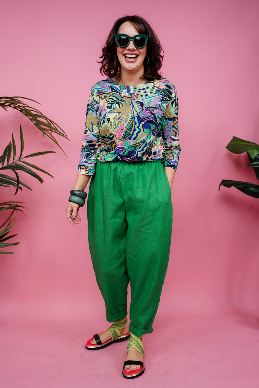 Tapered Trousers in Green Linen +4 colours - Megan Crook