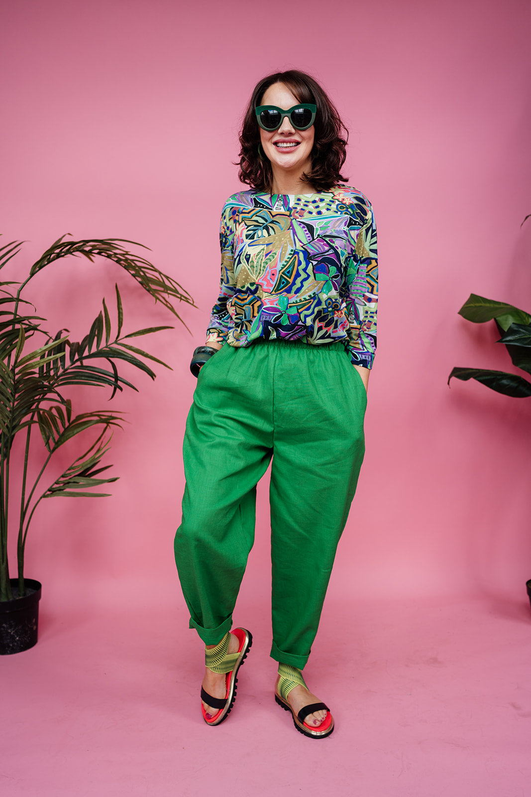 Tapered Trousers in Green Linen +4 colours - Megan Crook