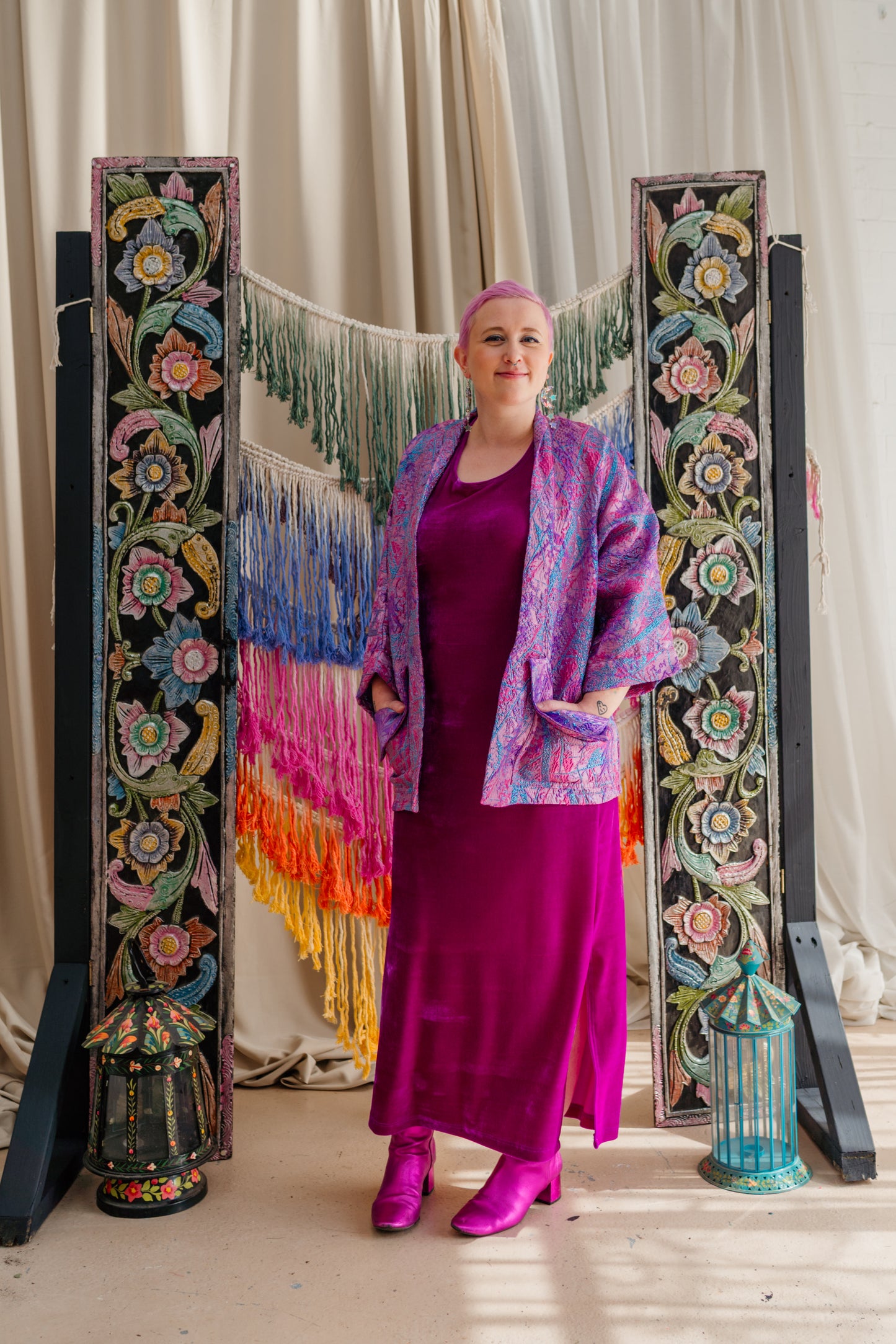 Kimono Jacket in Pink & Purple