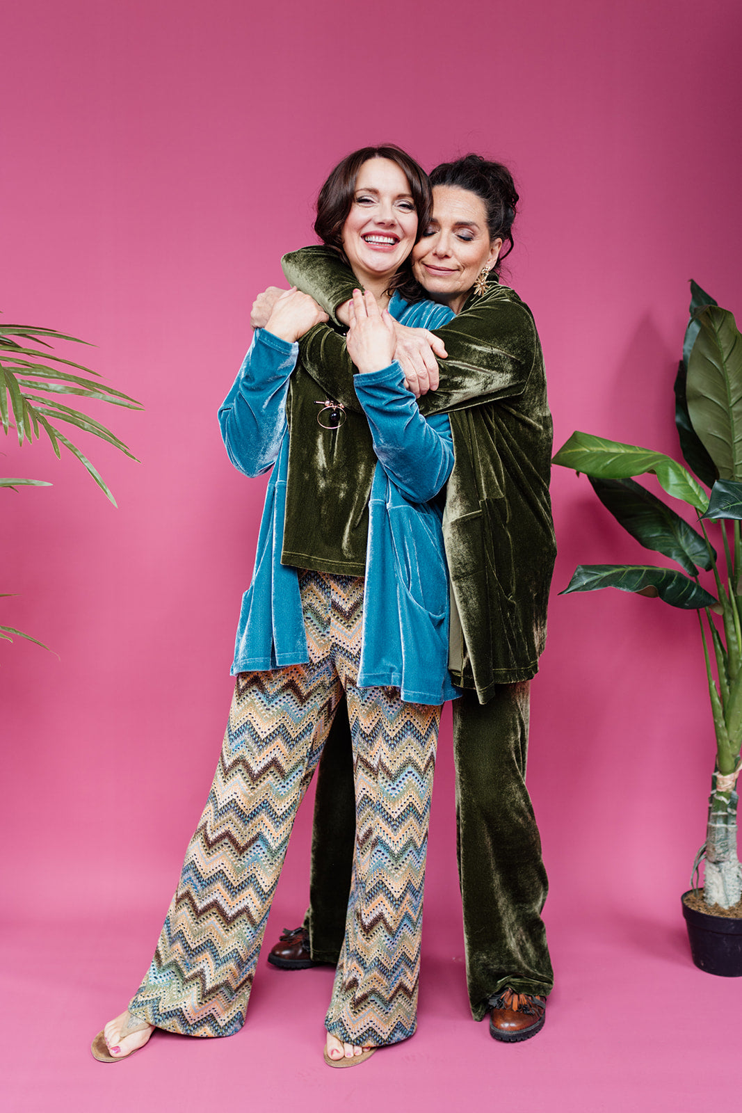 Straight Leg Trousers in Glitter Chevron (2 Colour options)