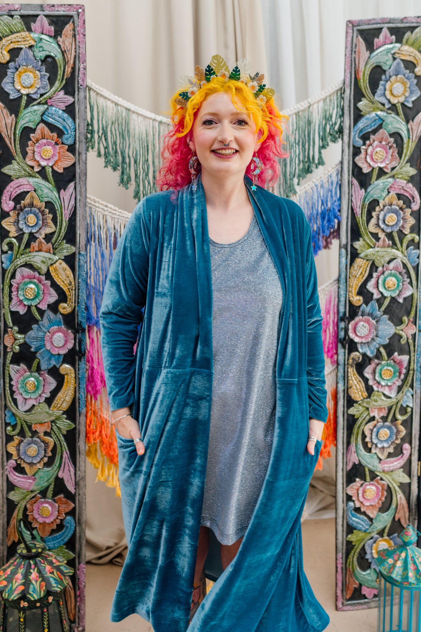 Velvet Maxi Cardigan in Sage