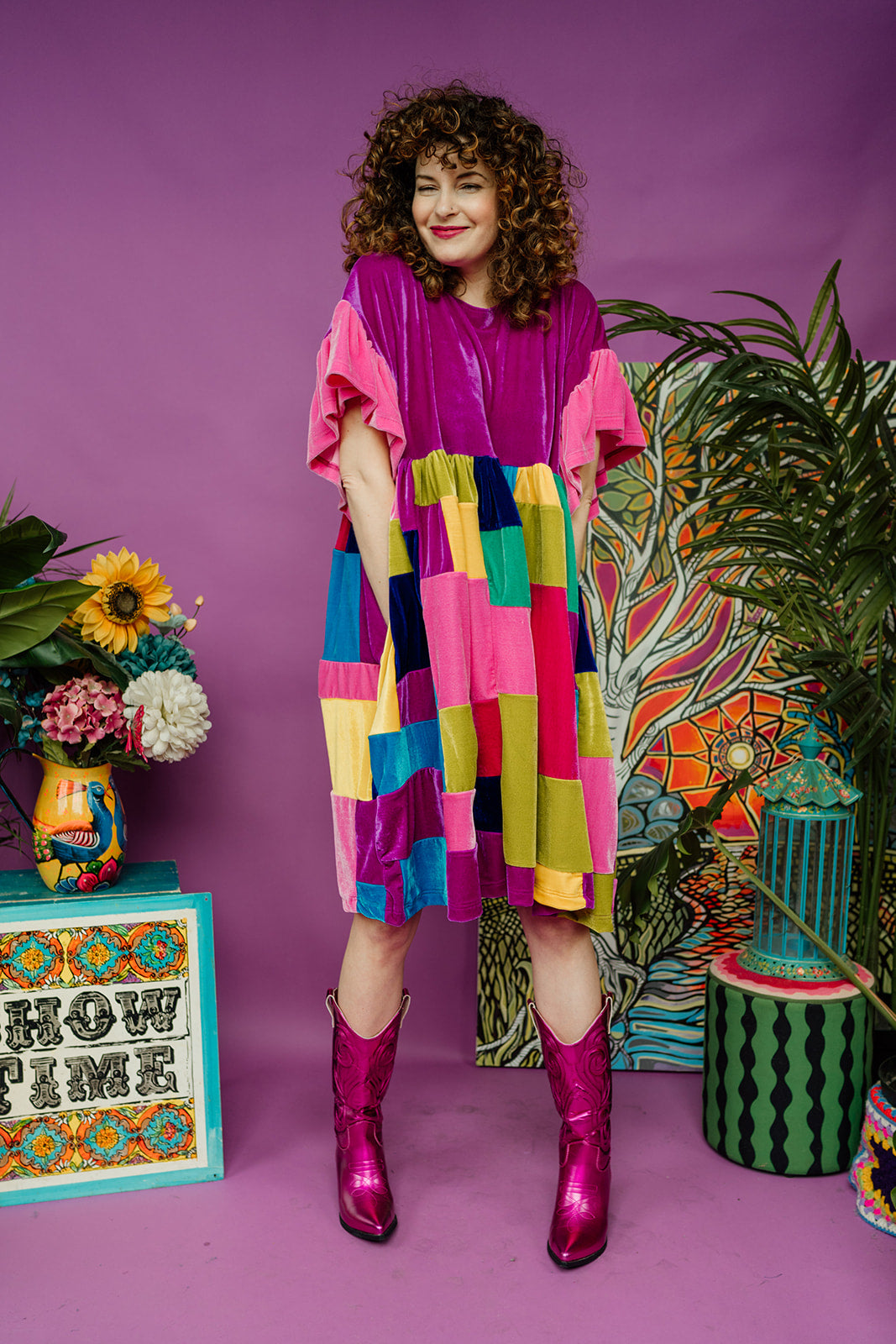 Patchwork Velvet Summer Smock Dress - Megan Crook