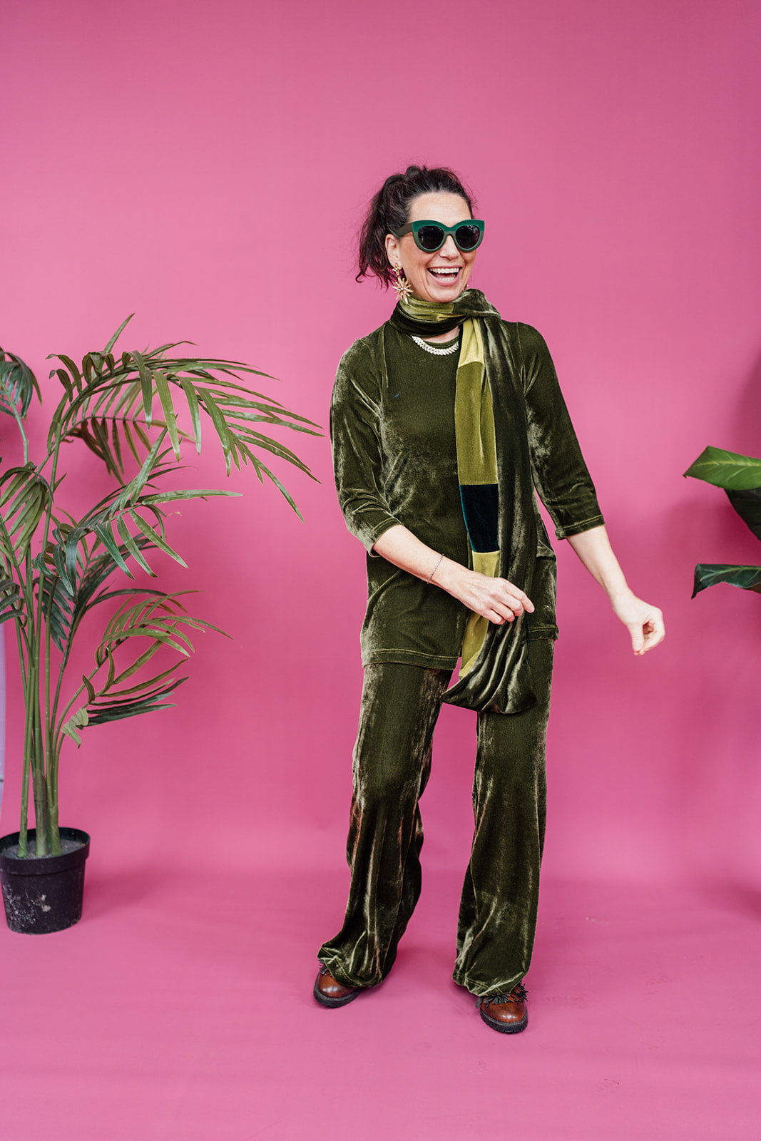 SALE- Velvet Swing Tunic in Dark Olive S,M