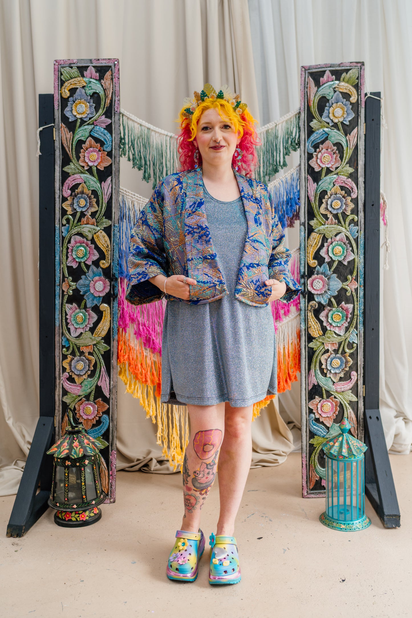 Cropped Kimono Jacket in Ocean Breeze