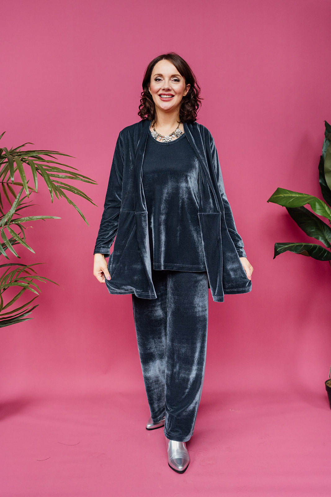 SALE - Velvet Tunic in Slate Grey S