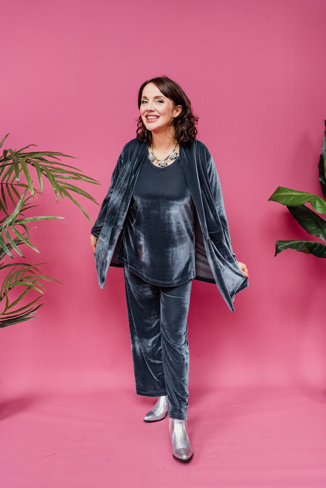 SALE - Velvet Tunic in Slate Grey S