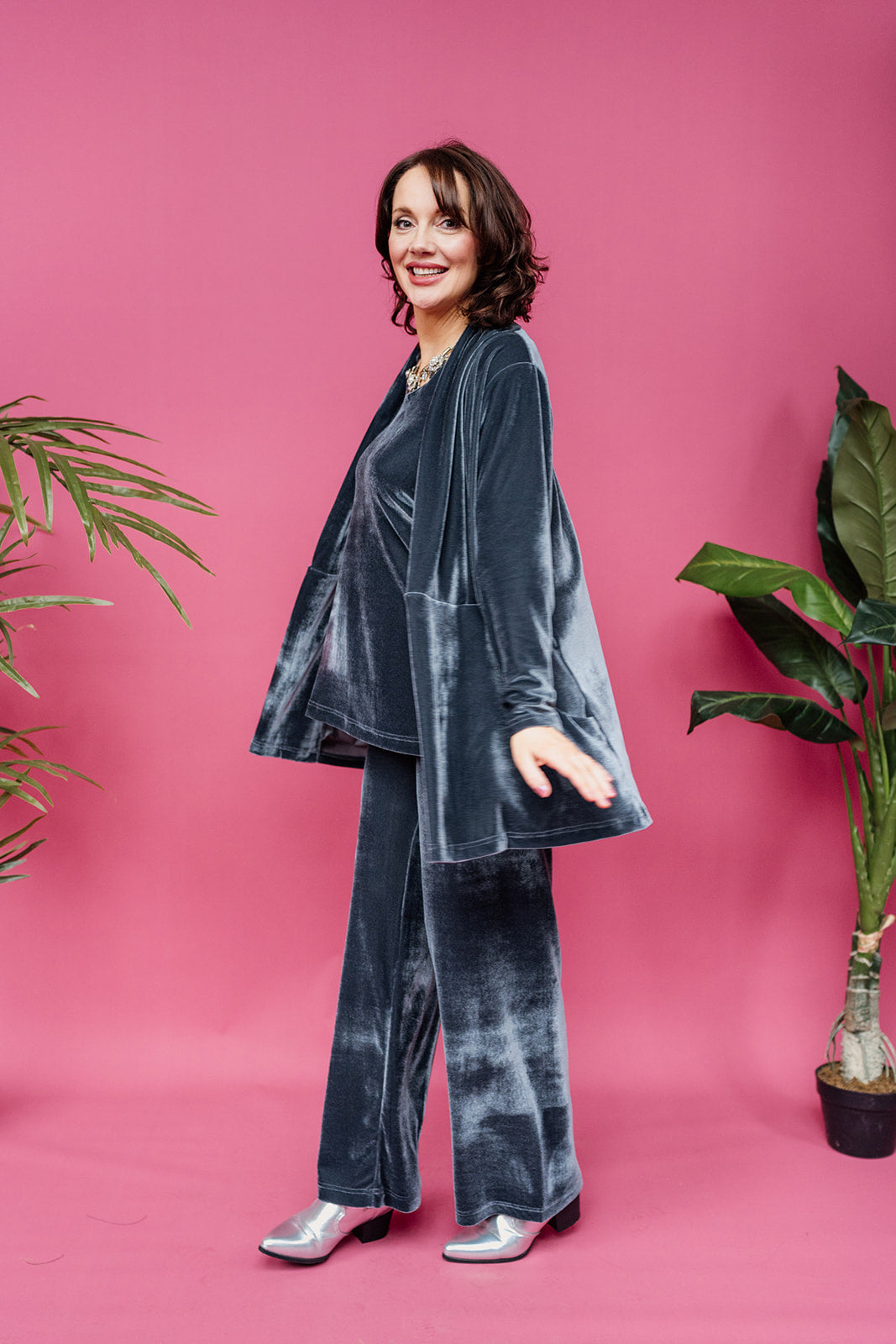 SALE - Velvet Tunic in Slate Grey S