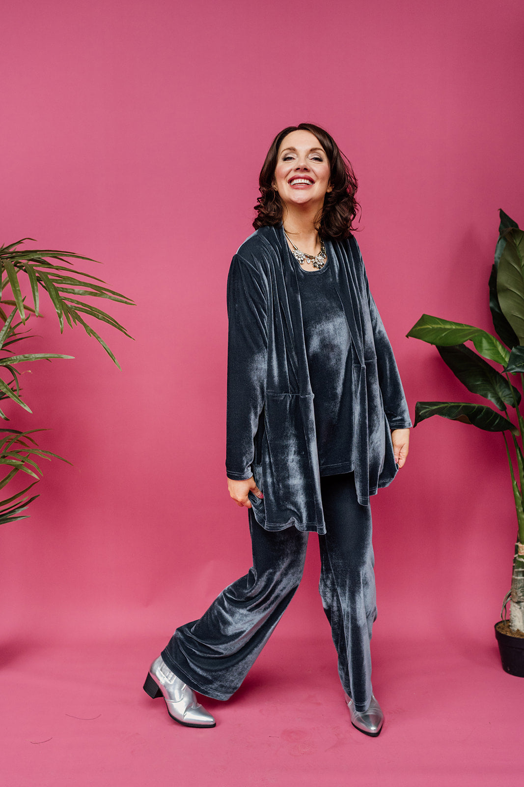 SALE - Velvet Tunic in Slate Grey S