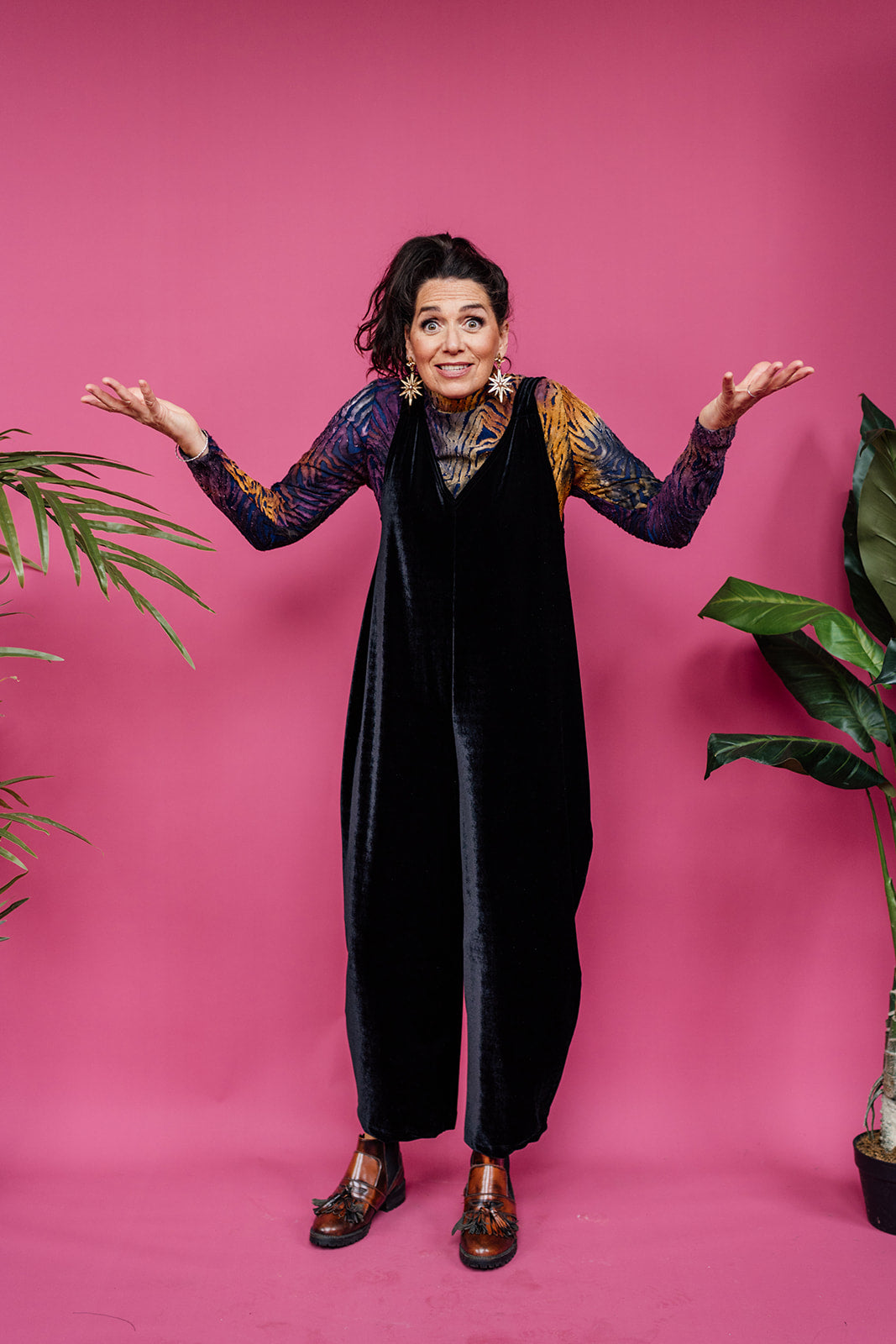 SALE - Velvet Dungaree Jumpsuit in Black XS