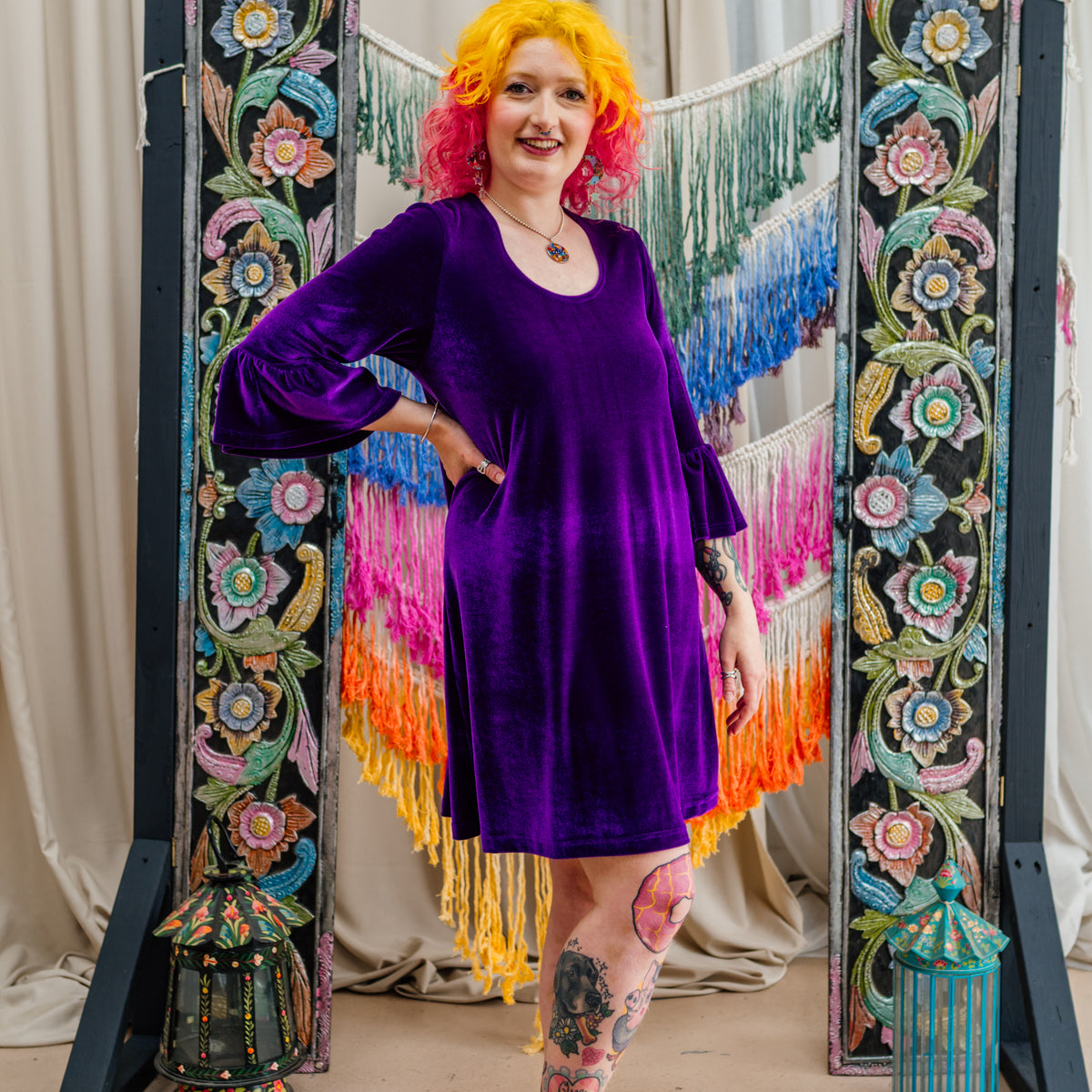 purple velvet swing dress Velvet Swing Dress in Purple – Megan Crook Textiles