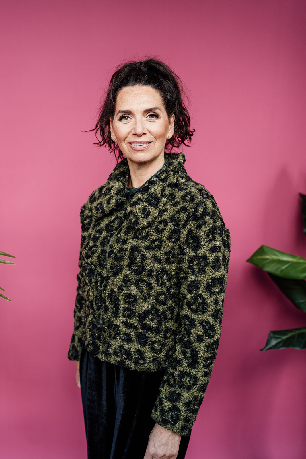 Green Leopard Borg Box Jacket