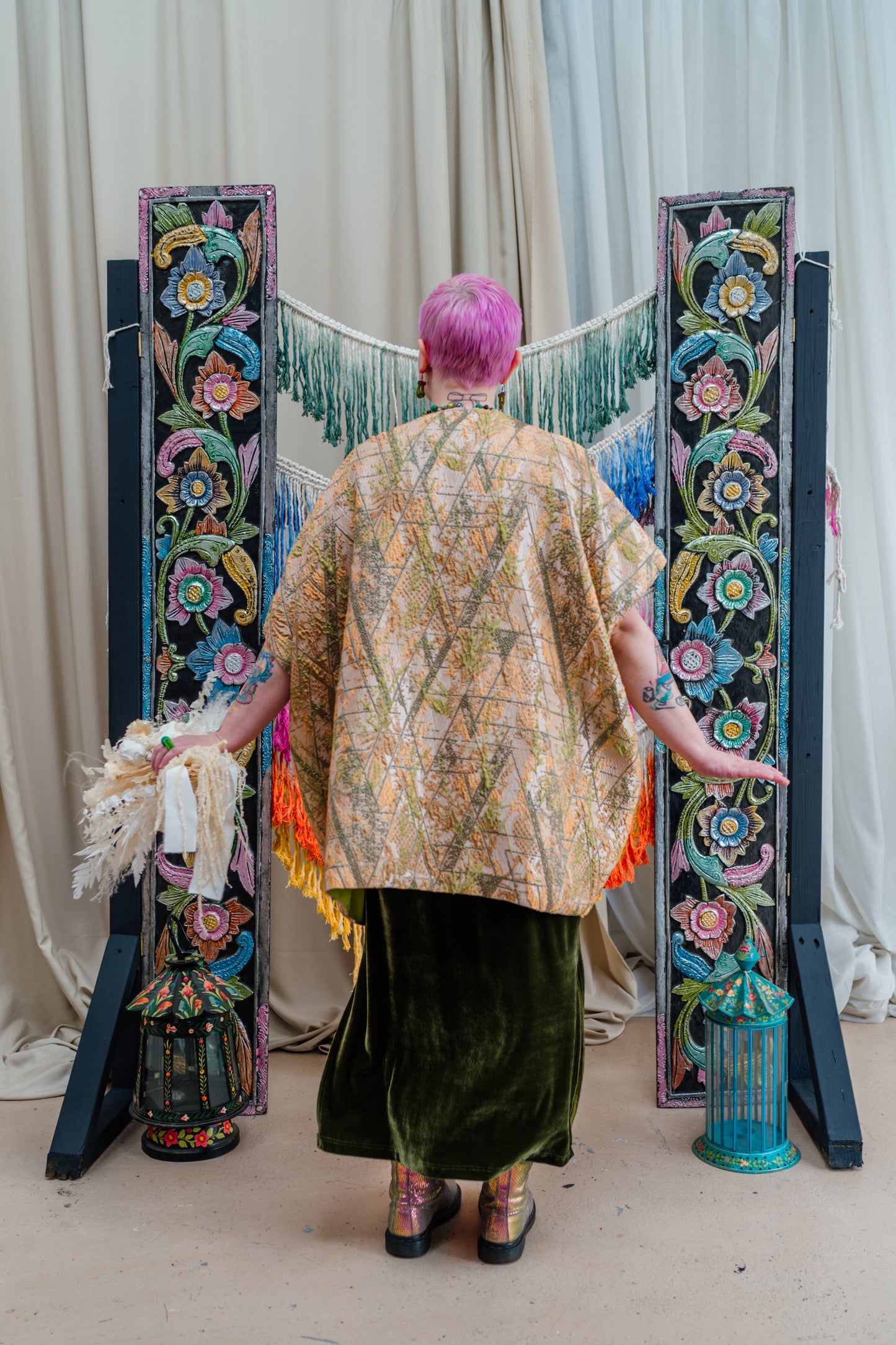 Lined Shawl Kimono in Lichen