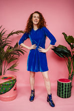 Load image into Gallery viewer, Velvet Swing Dress in Cornflower Blue