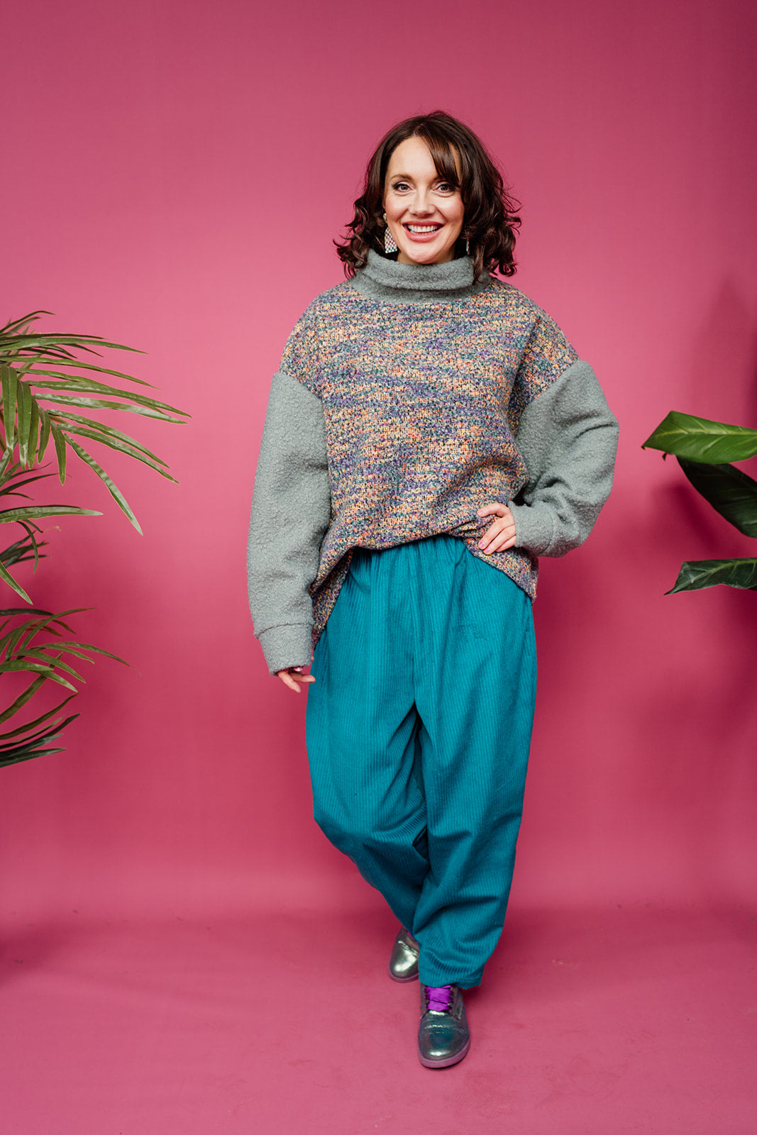 Tapered Trousers in Teal Cord - Megan Crook
