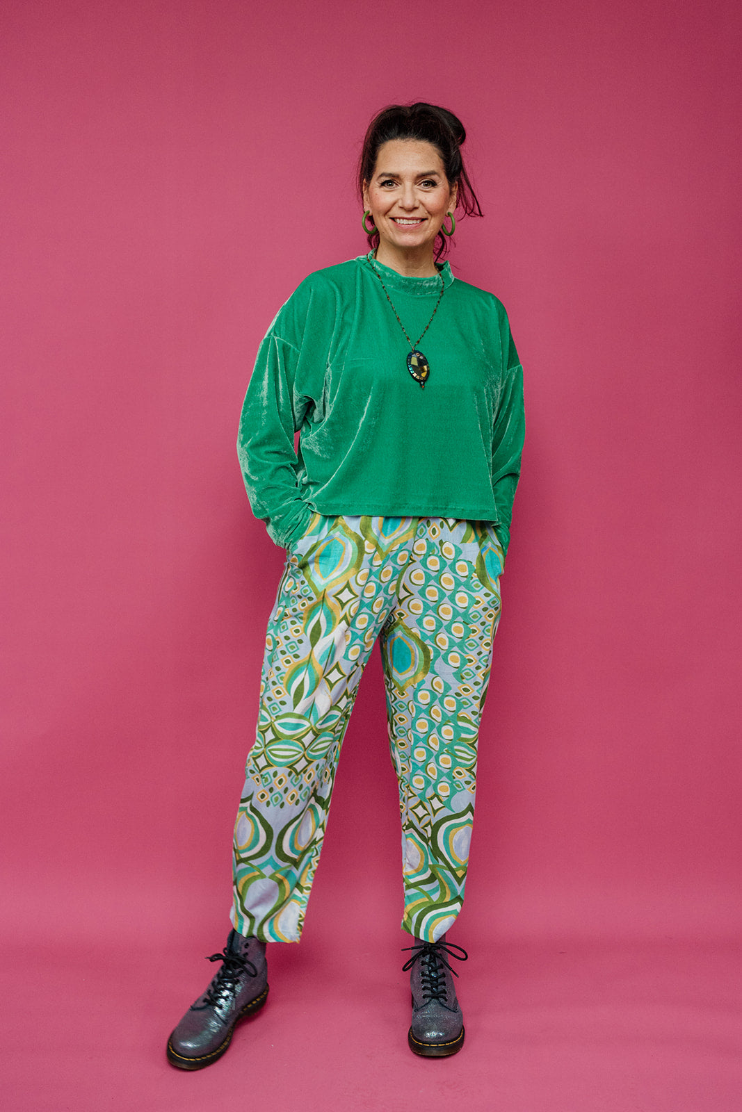 Velvet Batwing Top in Jade + 1 Colour - Megan Crook