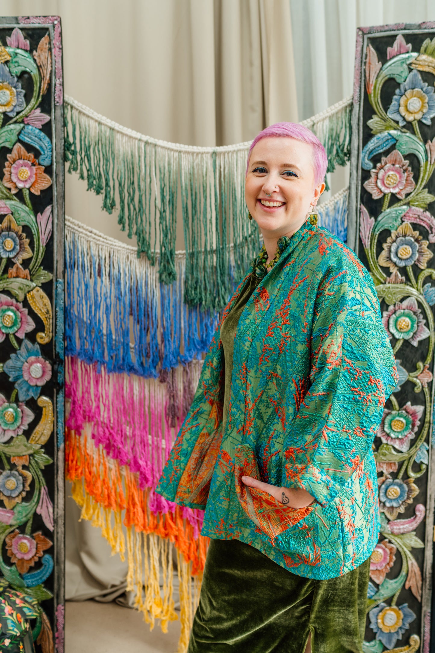 Kimono Jacket in Green Paradise