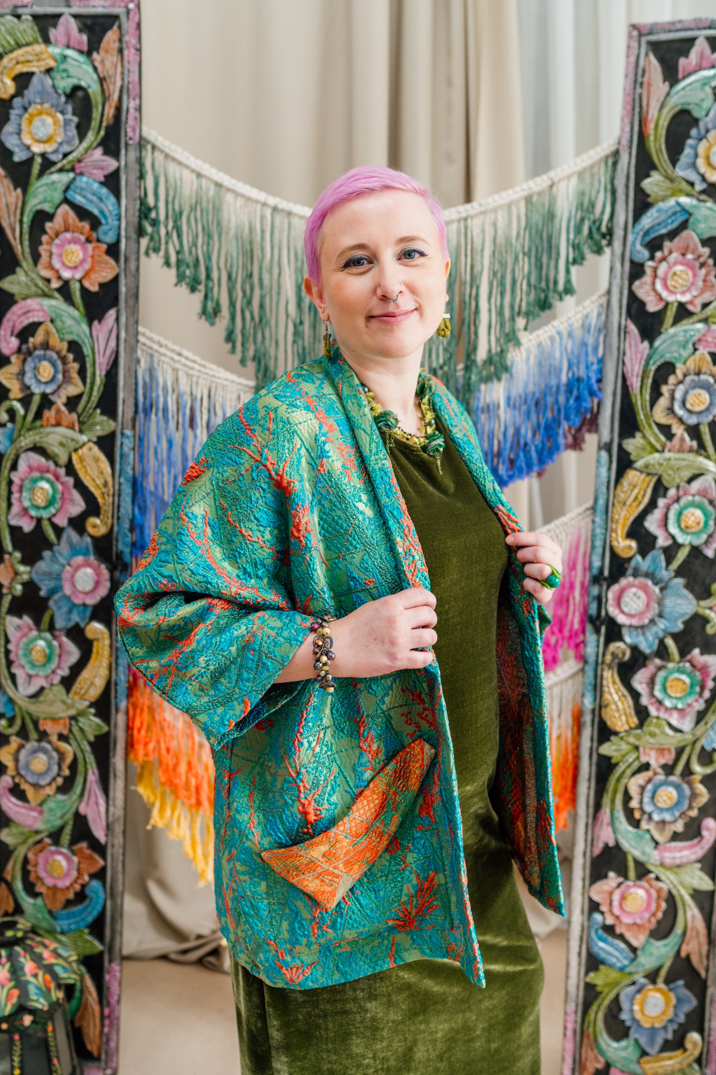 Kimono Jacket in Green Paradise